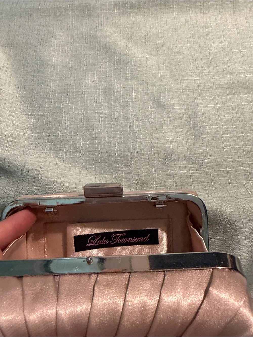 Lulu Townsend Rose Gold Pleated Twist Clutch